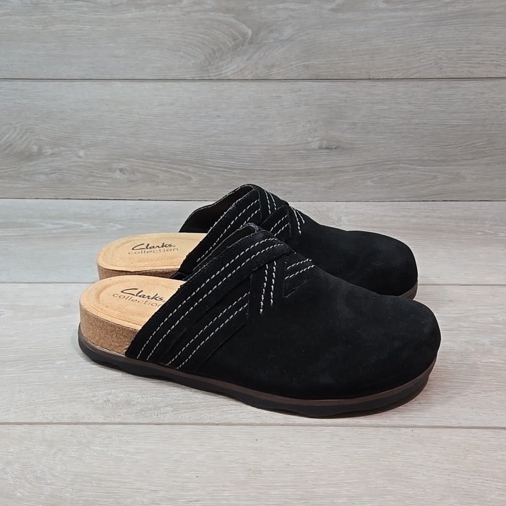 Clarks Collection Women Ultimate Comfort Leather Mulu Clog shoes sz 8.5M